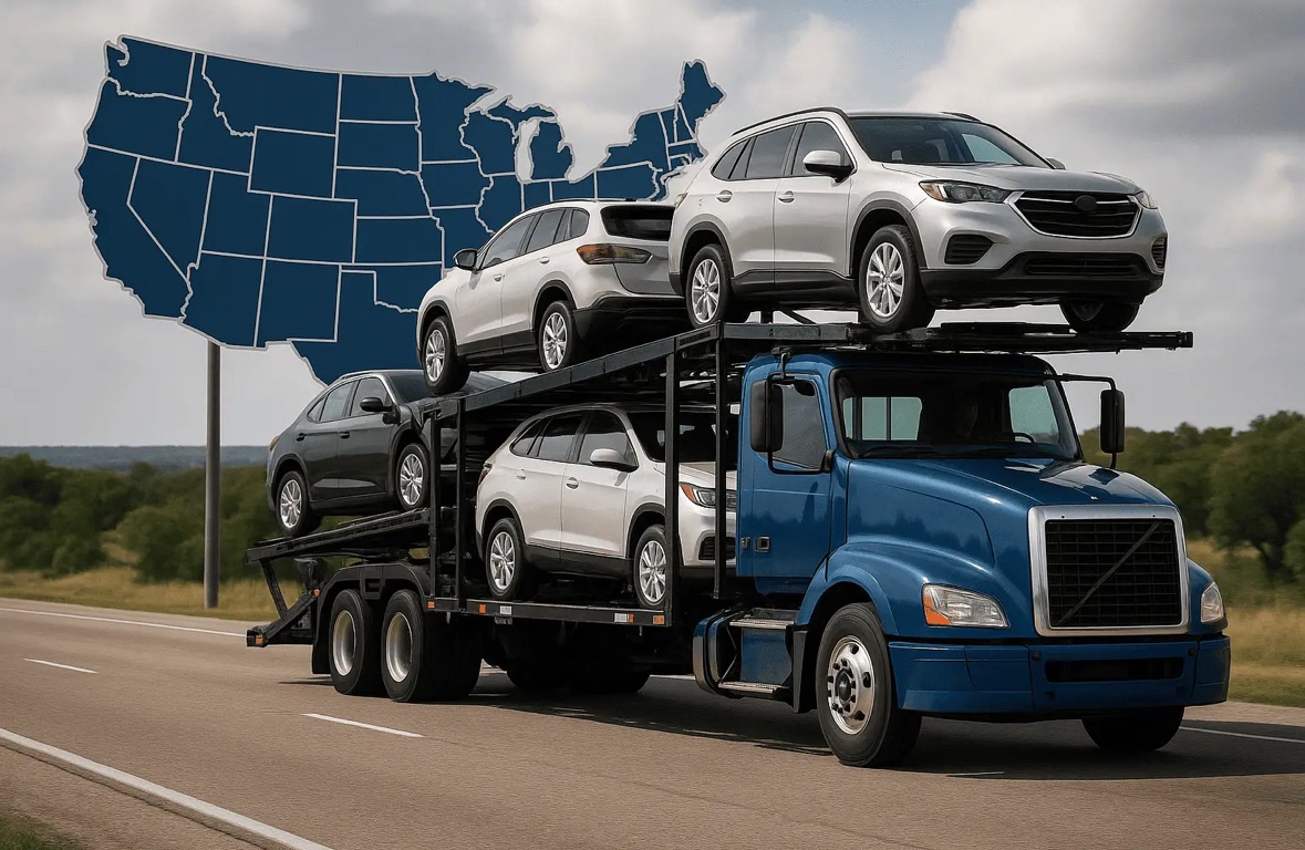 Car carrier truck transporting vehicles nationwide